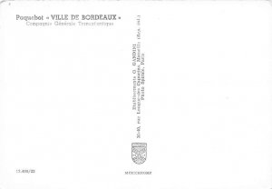 Ville De Bordeaux French Line Ship Unused 