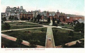 Vintage Postcard 1910's Queen Square St. John New Brunswick Canada CAN