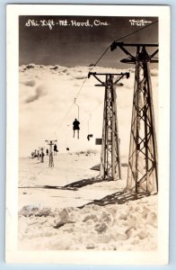 Mt. Hood Oregon OR Postcard RPPC Photo Ski Lift Winter Christian c1940's Vintage
