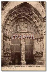 Old Postcard Villeneuve-l'Archevêque The church portal