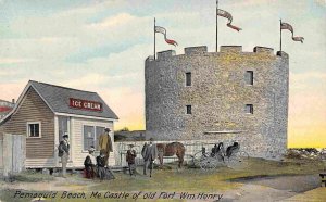 Castle Old Fort William Henry Ice Cream Store Sign Pemaquid Maine 1910c postcard