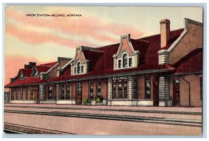 Billings Montana Postcard Union Station Exterior Building c1940 Vintage Antique