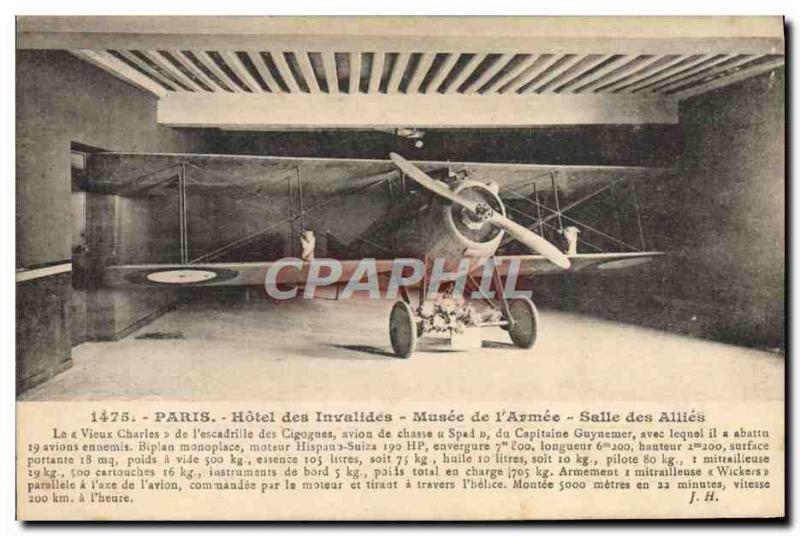 Old Postcard Militaria Jet Aviation Paris Hotel des Invalides Hall Allies Guy...