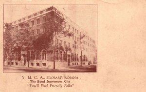 Vintage Postcard 1910's Y.M.C.A. Building Elkhart Indiana Band Instrument City