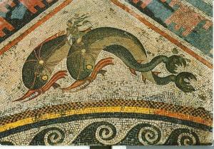 Greece, Delos, Mosaic of the House of Dolphins, Postcard