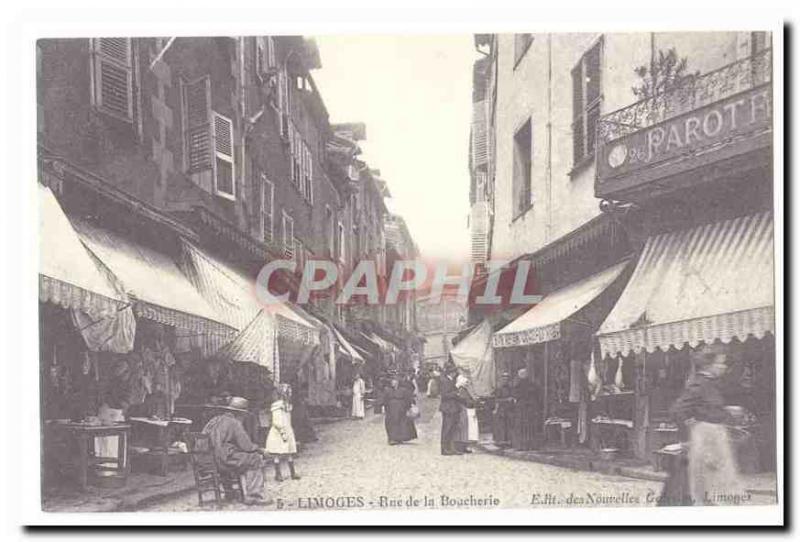 COPYRIGHT Limoges Postcard Old Street butcher