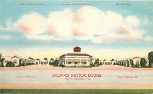 Postcard California Salinas Motor Lodge US Highway 101 MWM 23-3291