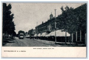 c1905 Main Street View Trolley North East Pennsylvania PA Antique Postcard