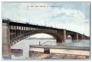 1908 Scenic View Steamer Boats Eads Bridge St Louis Missouri MO Vintage Postcard