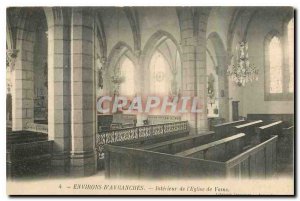 Old Postcard Surroundings Avranches Interior of the Church of Vains