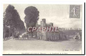 Villedieu Les Poeles (Manche) Old Postcard Boulevard of the station (reproduc...