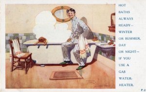 Hornsey Gas Company Water Heater Antique Comic Advertising Postcard