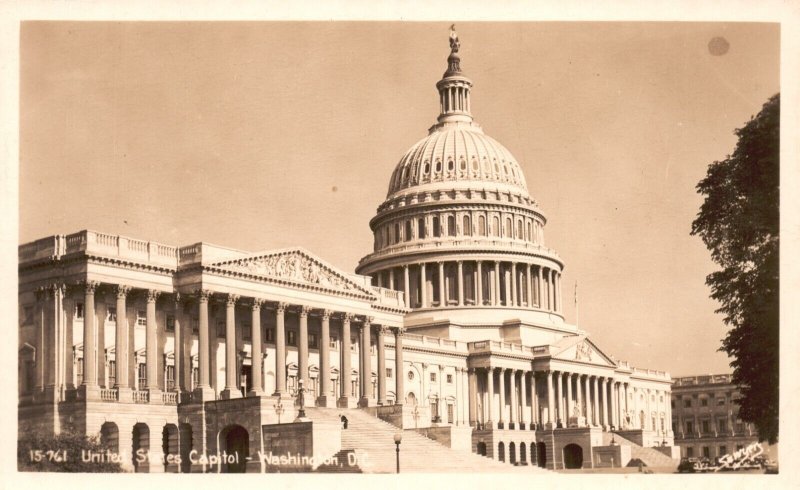 Postcard Real Photo United States Capital Building Washington DC RPPC