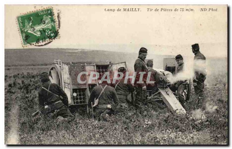 Militaria Camp of Mailly Old Postcard shooting 75mm parts