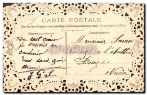 Old Postcard Fantasy Flowers Doves Embroidery