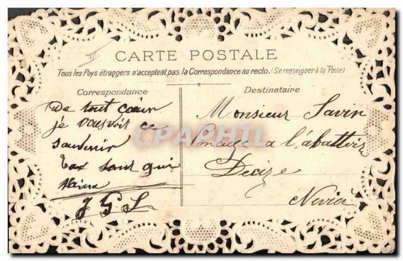 Old Postcard Fantasy Flowers Doves Embroidery