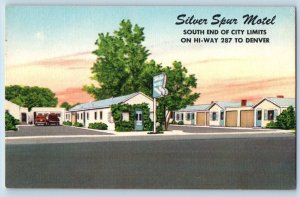 Laramie Wyoming Postcard Silver Spur Motel Exterior Building View c1940 Vintage