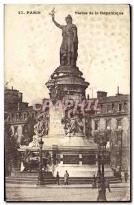 Old Postcard Paris Statue of the Republic