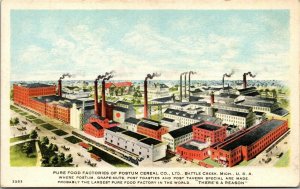 Vtg Battlecreek Michigan MI Pure Food Factories of Postum Cereal Co. Postcard