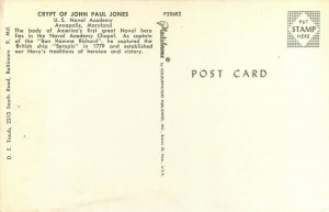 Crypt of John Paul Jones U S Naval Academy Annapolis Maryland Postcard