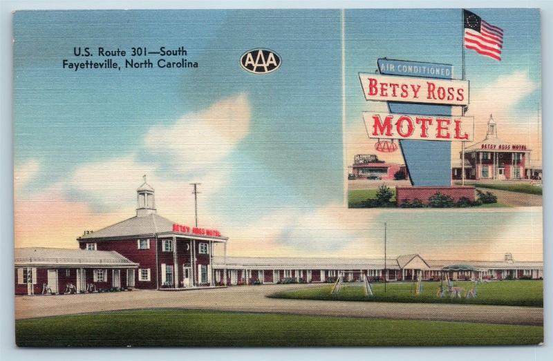 Postcard NC Fayetteville Betsy Ross Motel Multiview Vintage Linen N8