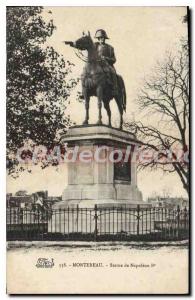 Old Postcard Montereau statue of Napoleon I