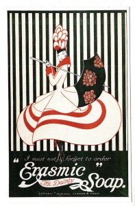 Beautiful Woman with Umbrella, Erasmic Soap Advertisement, Art Deco