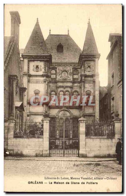 Old Postcard Orleans home of Diane de Poitiers