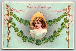 Easter Greetings Embossed Pawtucket Rhode Island Cancel Postcard  1910