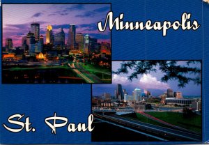 Minnesota Minneapolis St Paul Skylines Split View