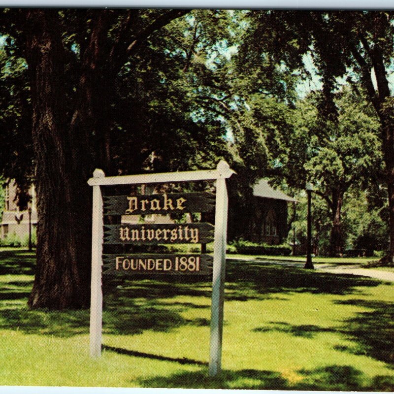 c1960s Des Moines, IA Administration Building Sign Drake University College A312