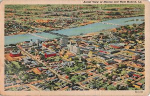 circa 1940's Aerial View Monroe La. Postcard 2R5-453