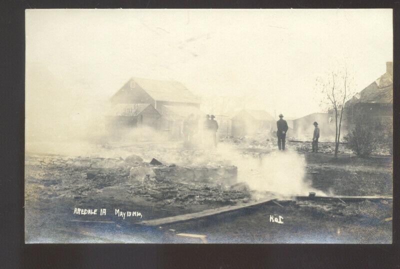 RPPC AREDALE IOWA FIRE DISASTER 1910 RUINS VINTAGE REAL PHOTO POSTCARD