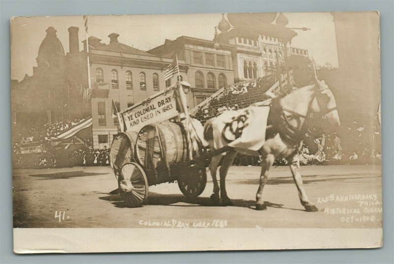 PHILADELPHIA PA HISTORICAL PAGEANT 1908 ANTIQUE REAL PHOTO POSTCARD RPPC