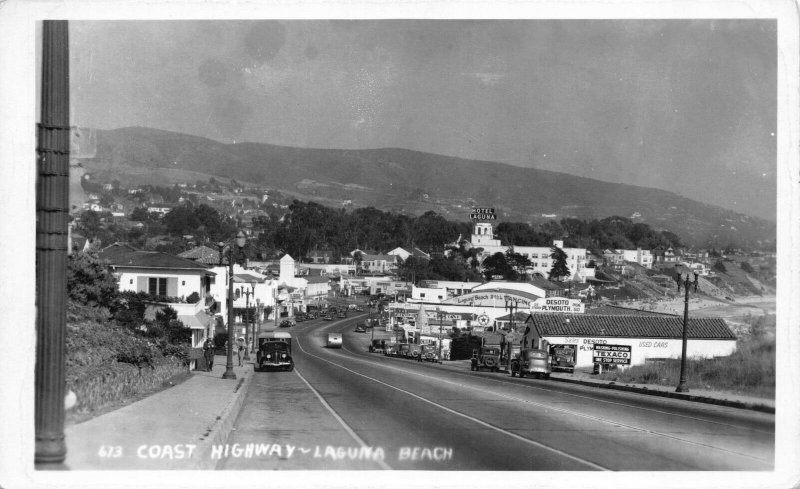 Real Photo Postcard Pacific Coast Highway 101 in Laguna Beach, California~115896