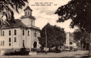 Maine Orono Main Street Showing Town Hall and South Hall 1942