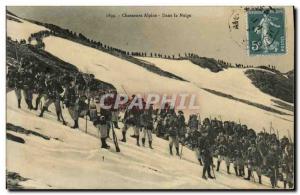 Old Postcard Militaria Alpine Hunters in the Snow
