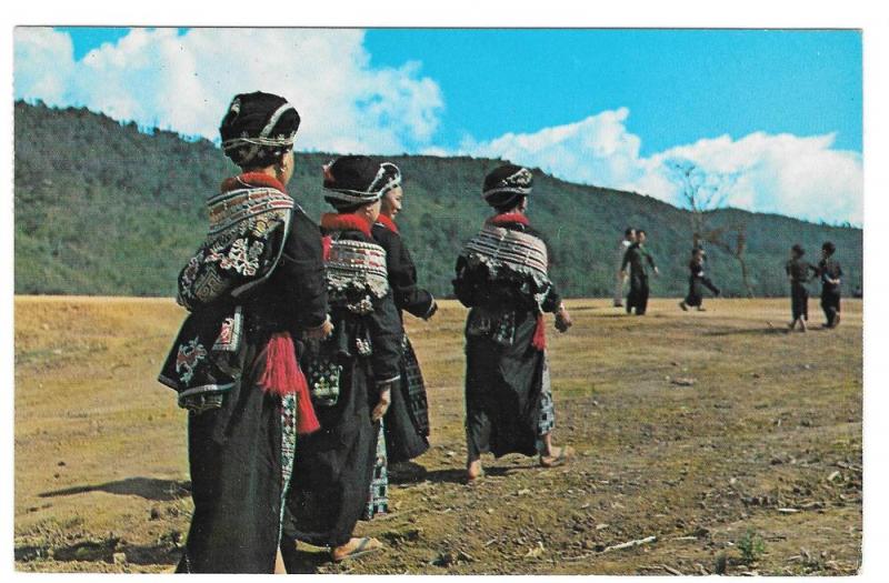 Northern Laos Yao Tribal Women Traditional Dress Postcard 