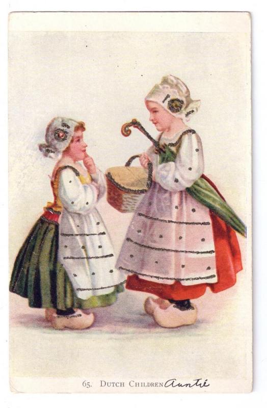 Dutch Children Glitter National Art Co ca 1907 Postcard