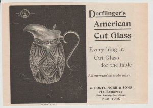 Dorflinger's American Cut Glass Syrup Jug 1896 Ad, 915 Broadway, NY