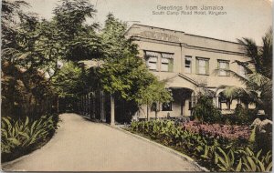 South Camp Road Hotel Kingston Jamaica Greetings Caribbean c1957 Postcard F52