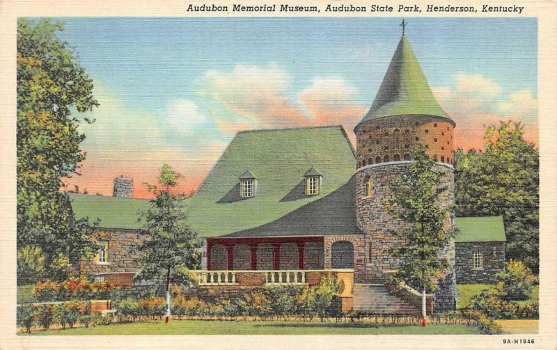 HENDERSON, KY Kentucky AUDUBON MUSEUM~STATE PARK c1940's Curteich Linen Postcard