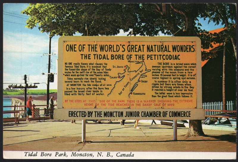 New Brunswick MONCTON Tidal Bore of the Petitcodiac Park Sign - Cont'l