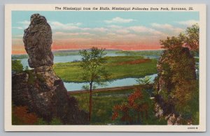 Savanna Illinois~Mississippi From The Bluffs~Palisades State Park~Vintage PC 