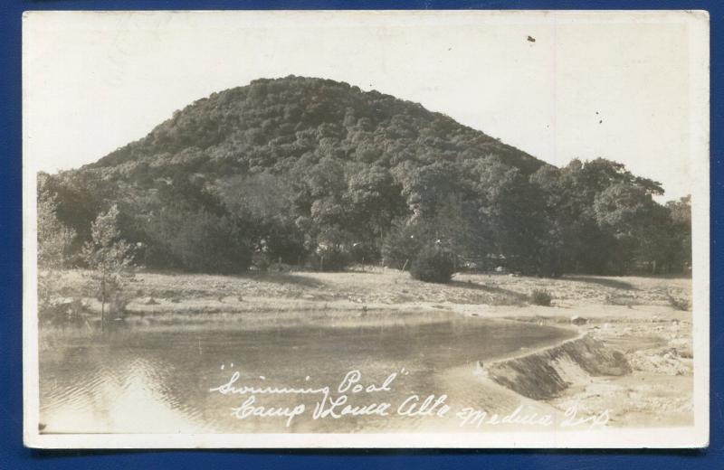 Camp Loma Alta Swimming Pool Medina Texas Real Photo Postcard RPPC