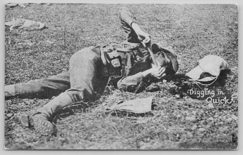 WWI France~Military~Digging it Quick~Kavanaugh War Postal~1917 PC 