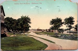 Interior Fort McHenry, Baltimore MD c1909 Vintage Postcard K17