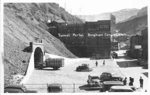 Bingham Canyon Utah Tunnel Porta autos 1940s RPPC Photo Postcard 21-12451