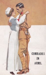 Red Cross Nurse & Romantic Soldier WW1 Military Postcard