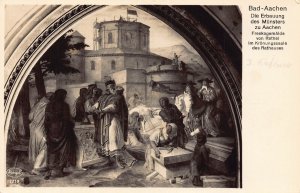 L052 Germany Bad-Aachen Die Erbauung des Muensters Painting RPPCvintage postcard